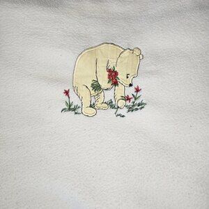 VTG Y2K Mothercare Winnie The Pooh Cream Fleece Blanket Long Portugal 33x70"